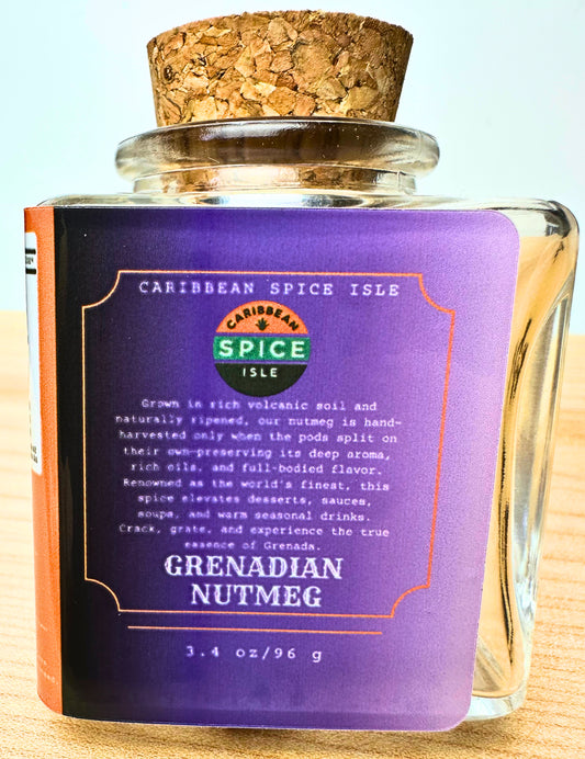 Grenadian Nutmeg – The Gold Standard of Spice (Premium Glass Jar with Cork Top, 3.4oz)