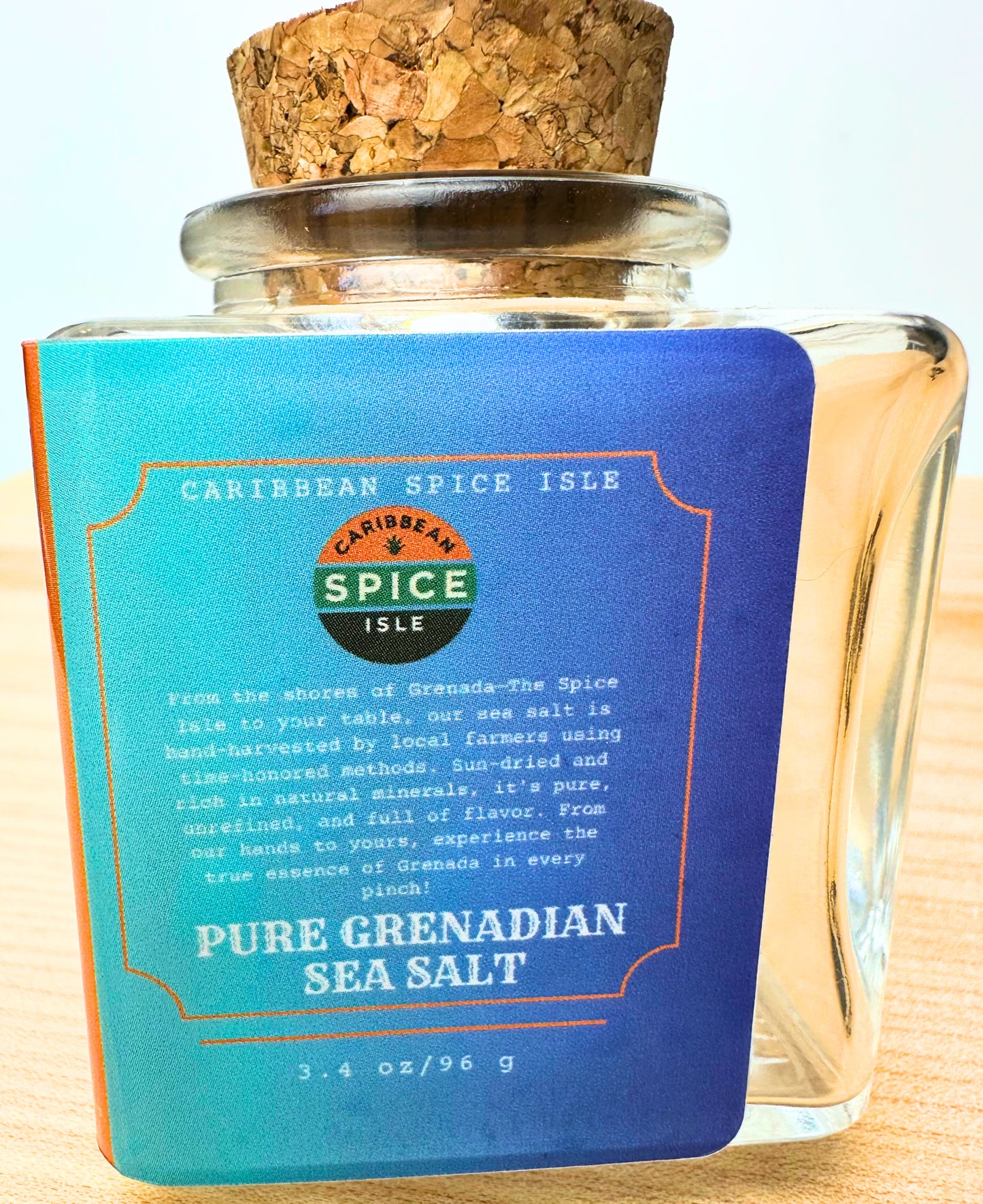 Grenada Sea Salt – Pure, Hand-Harvested Luxury (Glass Jar with Cork Top, 3.4oz)